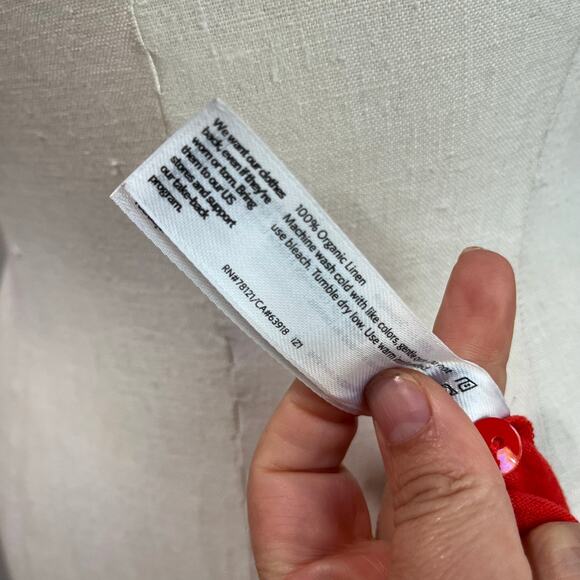 Eileen Fisher Red Organic Linen Button Front Top Boxy Size L - Picture 4 of 7